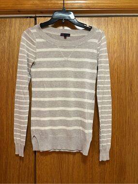 T/o Sweaters Beige and White Striped Sweater
